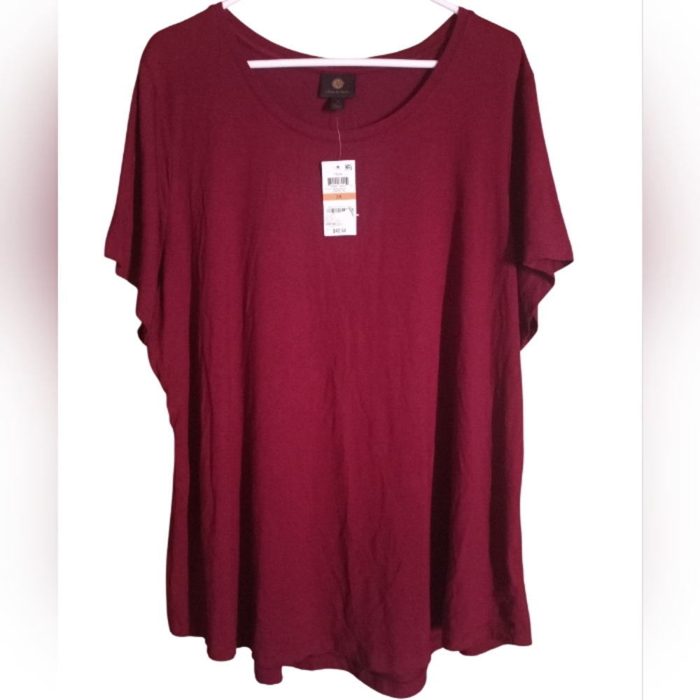 NWT Women's JM Collection Hi-Low Cherry Pie Top Size 2X-3X,